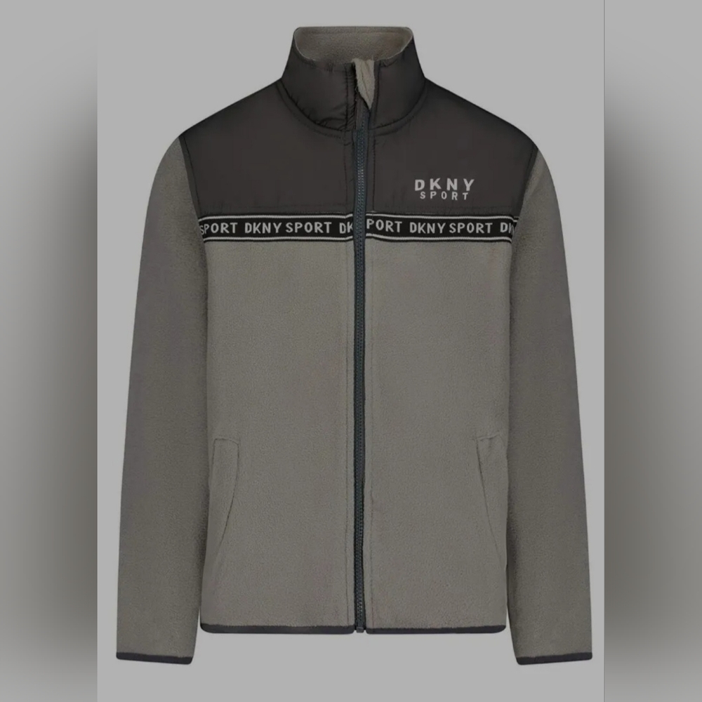 DKNY Polar Fleece Zip Up Jacket with High Collar Size XL 18/20